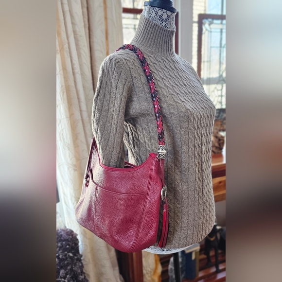 Brighton Barbados Shoulder Bag Woven Handles Silver Charms And Tassle - Picture 2 of 13